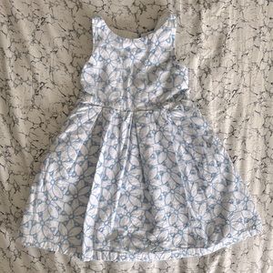 Janie and Jack girls 4t blue and white floral eyelet cutout back dress